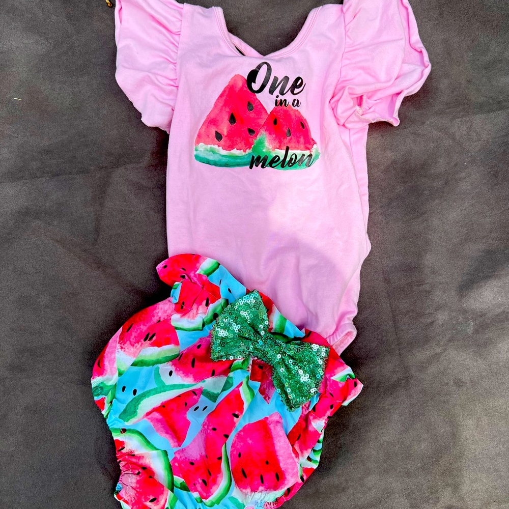 One in a Melon 1st birthday outfit